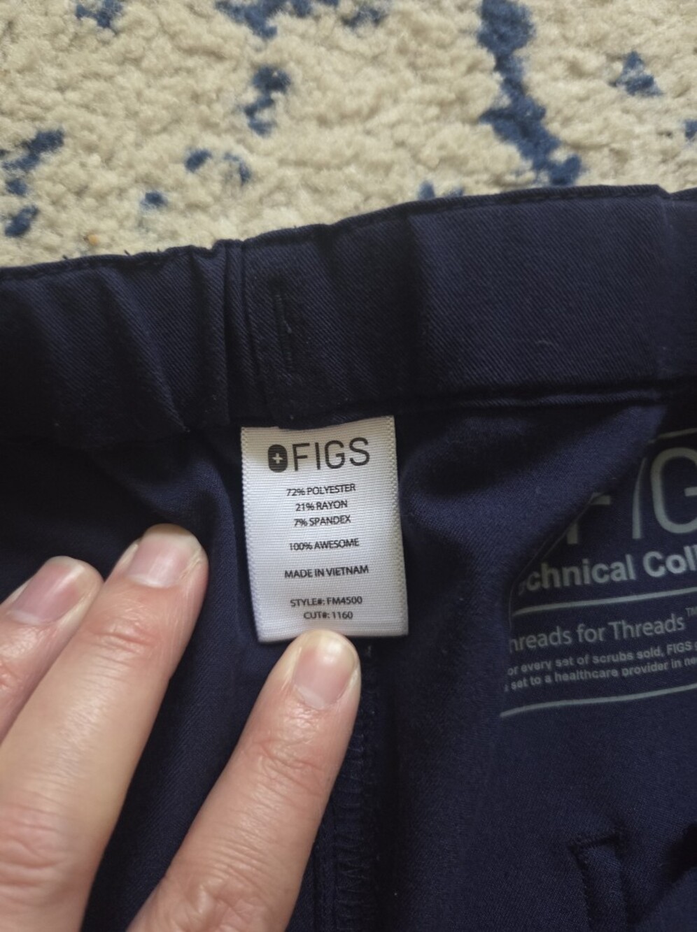 Figs Navy Drawstring Pants - Picture 3 of 6
